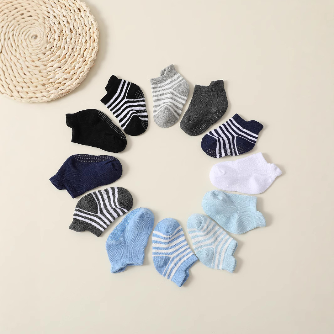 Calcetines Tobilleros para Bebés Set de 12 Pares de Algodón, Transpirable, Absorción de Sudor, para el Hogar