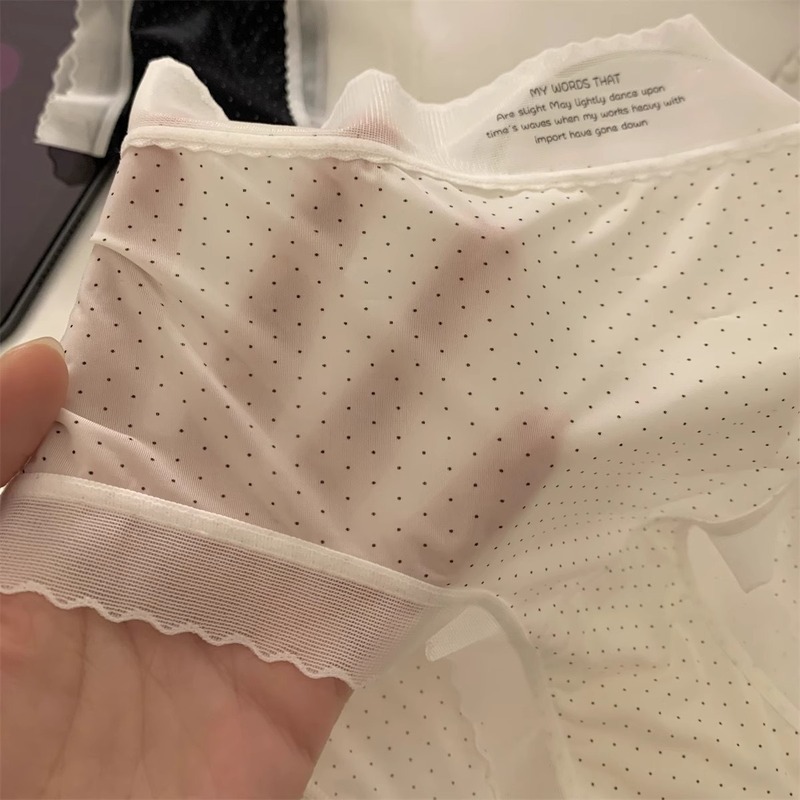 冰丝薄奶皮内裤女中腰无痕波点柔软纯棉10A加长档少女包臀三角裤|undefined