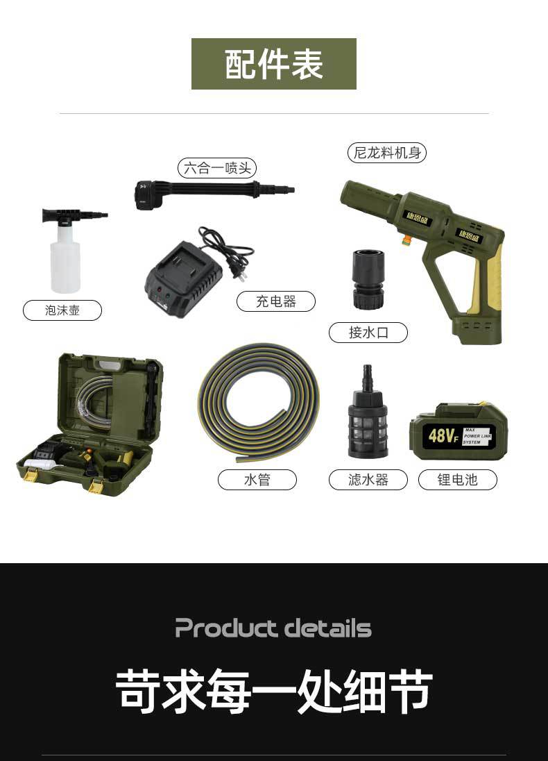 High Pressure Car Washer, Cordless, Brushless Motor, Lithium Battery