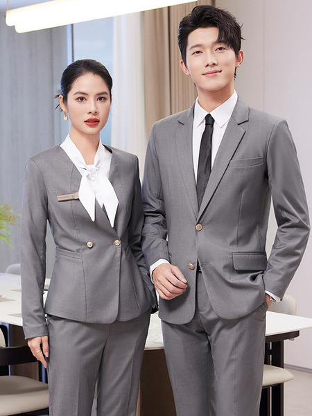 Gray Professional Suit Suit for Men and Women, Hotel Front Desk Reception Supervisor Manager Property Work Clothes