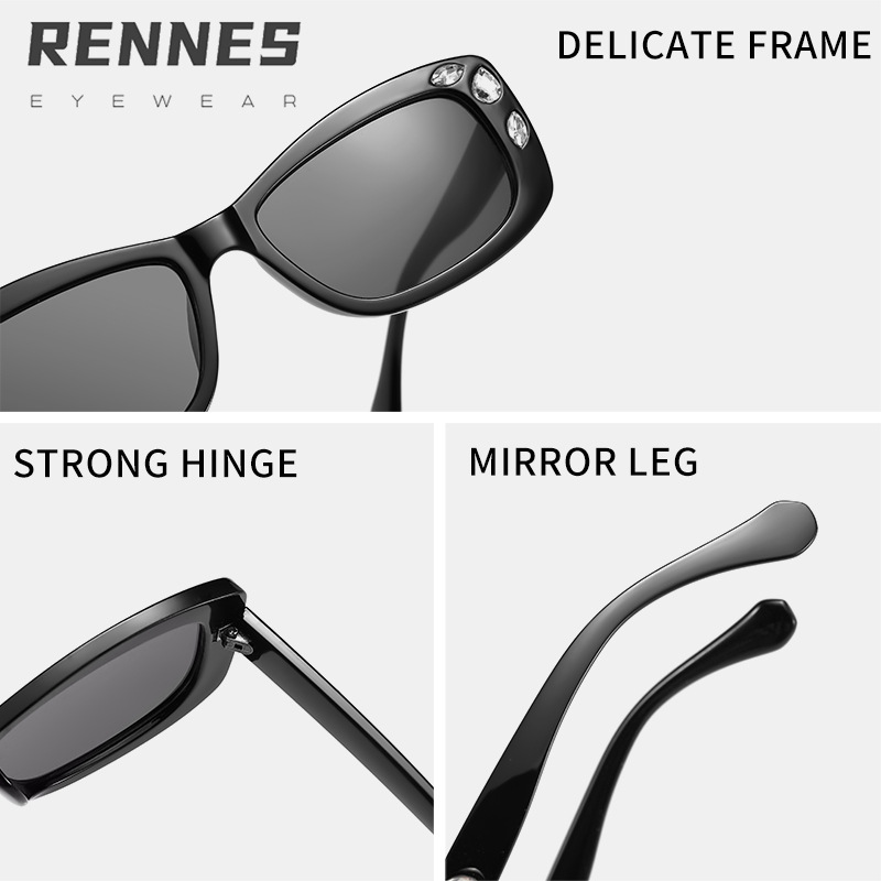 Nuevas gafas de sol elegantes y de moda de alta gama con diamantes rectangulares personalizadas