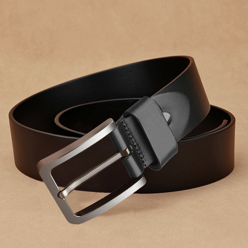 Belts for men, genuine leather, casual, simple pin buckle leather belts, trendy trouser belts, men's business versatile trouser belts