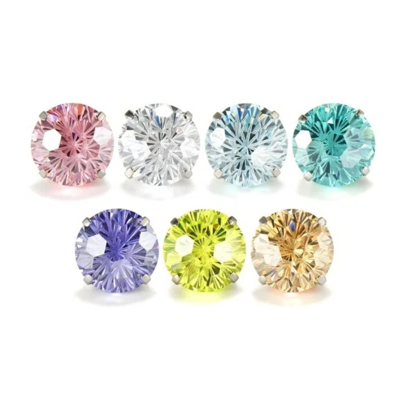 F136 Titanium Round Bottom Inner Teeth Fireworks Cut Zircon Lip Nail Ear Bone Nail G23 Titanium Alloy Body Piercing Jewelry Ear Stud detail image 5