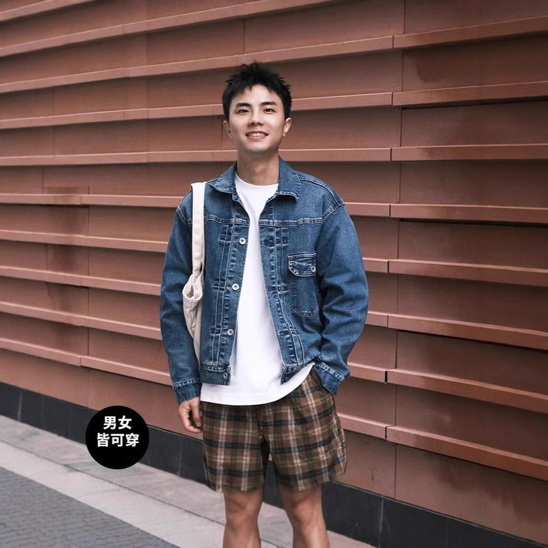 Vintage Lapel Denim Jacket for Men, Trendy Brand, Pure Cotton, Slim Fit, High-Quality, European and American Style, Loose Fit, Stylish, Washed Jacket