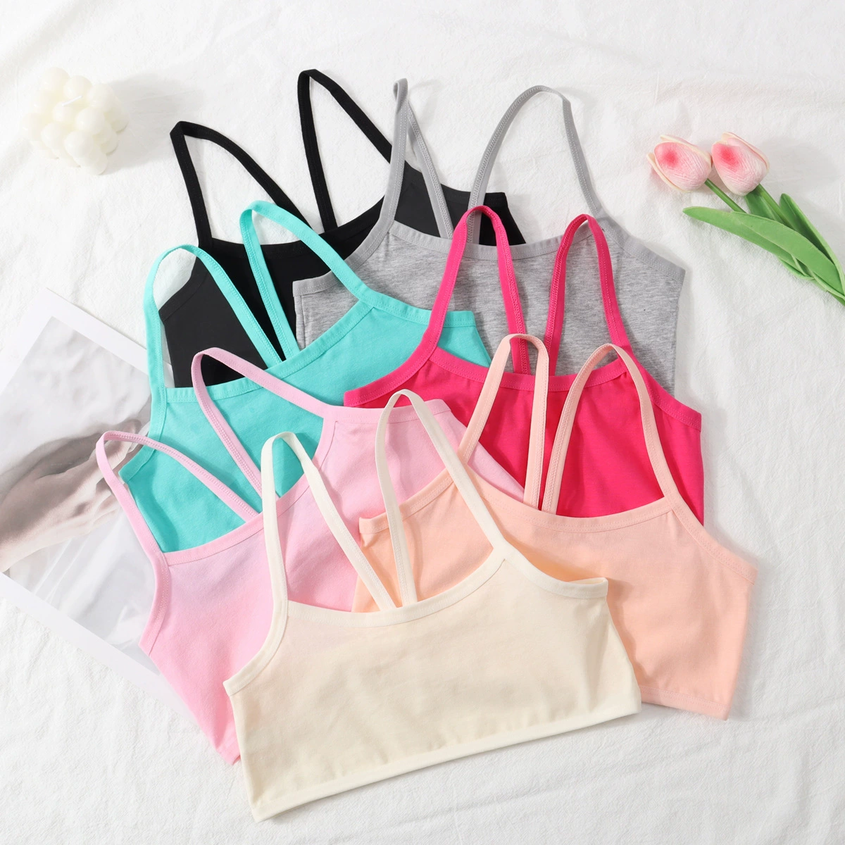 Девочки из хлопка жилет нижнее белье женский бюстгальтер для детей младшего возраста