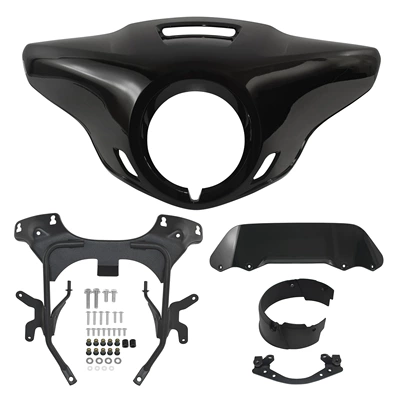hood spoiler hood headlight – Motorcycle front windshield - bright-black-headlight-shade-smoked-black-windshield