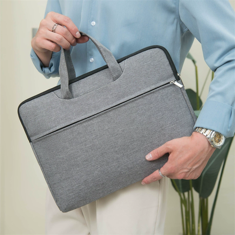 Laptop, liner, handheld purse for documents, linen bag