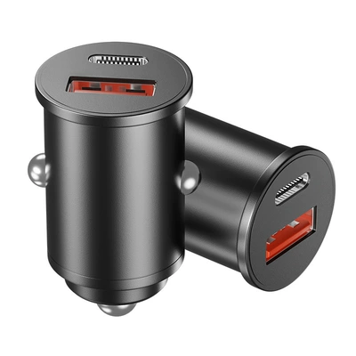 New 63W car invisible charger car cigarette lighter conversion head one drag two double car charger super fast charge (Mobil şarj cihazları) - black