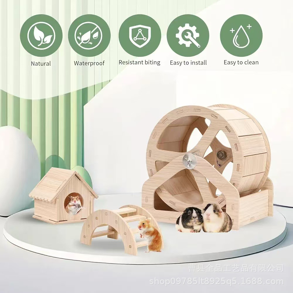 Parque de juegos de hámster de madera, combinación de nido de juguete, escalera de madera pequeña para mascotas, jaula de hámster, villa de escalera de doble capa