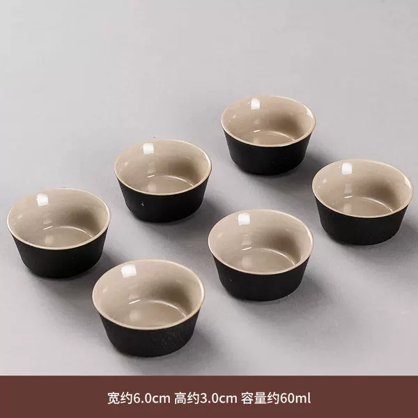 Black pottery straight cup 6 cup
