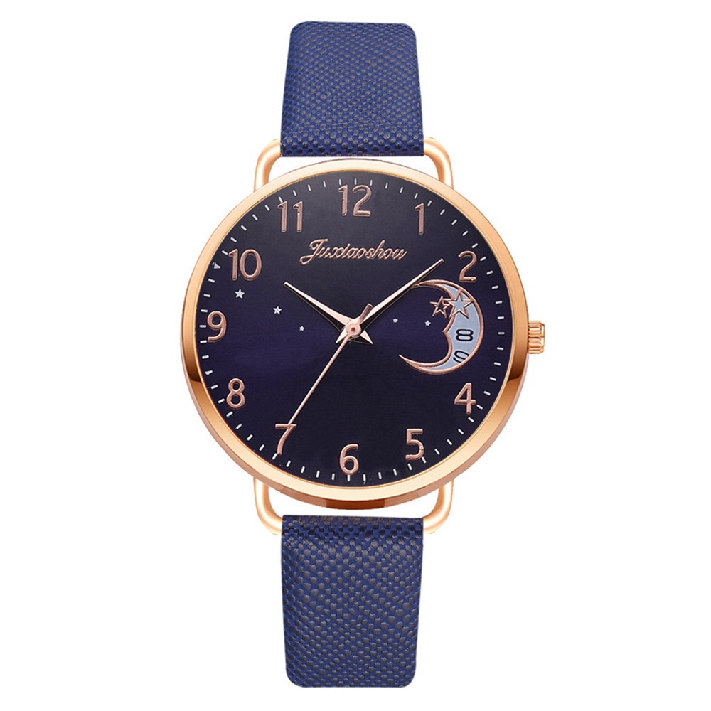 Orologio da studente in oro rosa con cinturino minimalista da donna con motivo stella lunare, nuovo prodotto caldo e alla moda 2024_voghion.com