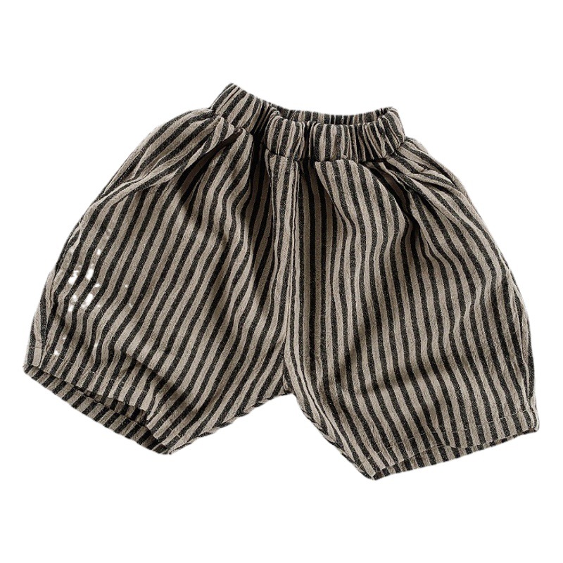 Pantalones Cortos a Rayas para Niños de Algodón con Cintura Elástica para Verano image 1