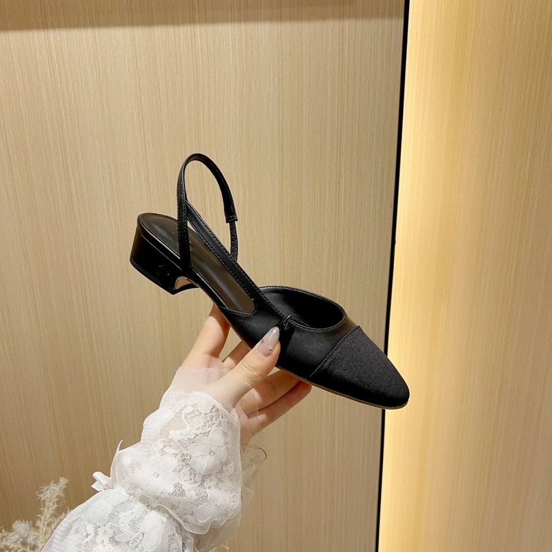 ワインレッドの小香風厚底ヒールシューズ、女性用、バックストラップ付き、スクエアトゥ、配色、ミドルヒール、バックオープン、トゥカバー、サンダル、多用途|undefined