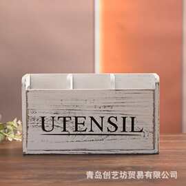 收纳盒厨房多格刀叉勺子整理盒筷子木制储物带分格餐具现代简约
