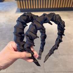 轻奢高级感缎面褶皱云朵齿梳发箍女百搭纯色高颅顶头箍洗脸压发卡