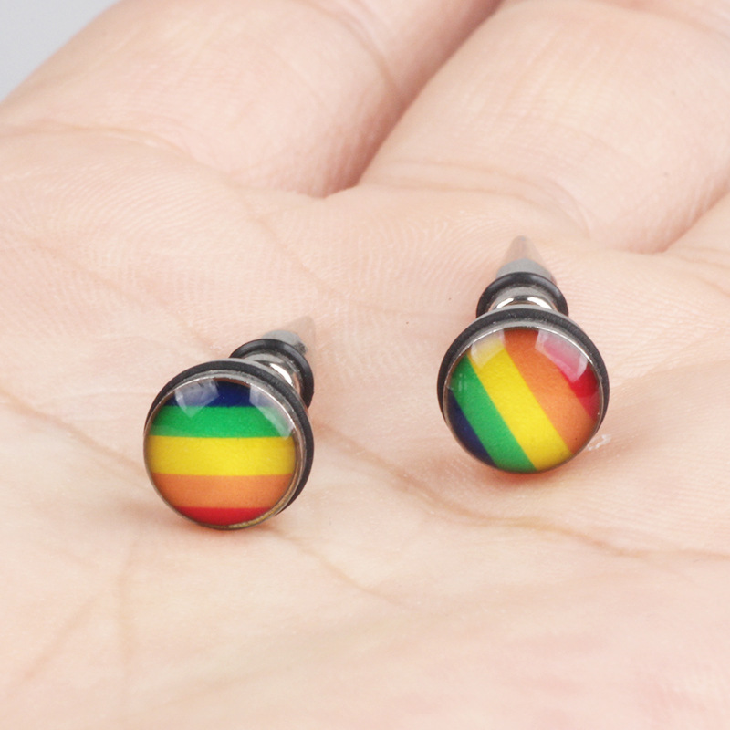 Fashion Rainbow Alloy Plating Unisex Ear Studs 1 Pair