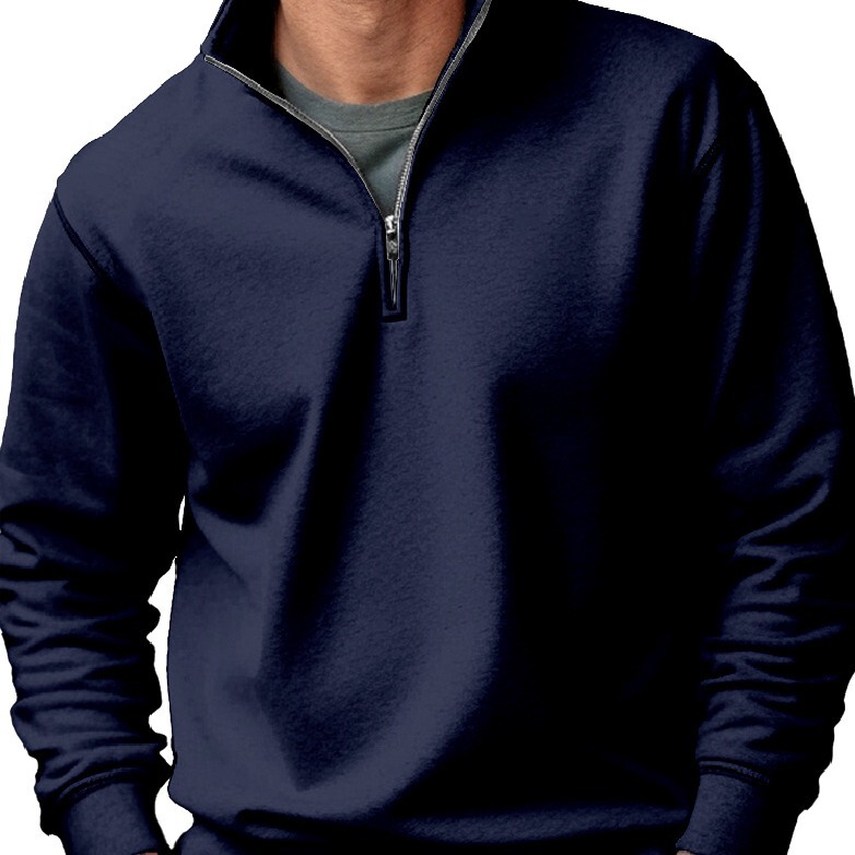 Amazon's New Men's Sweatshirt Foreign Trade Casual Zipper Stand Collar Thickened Velvet Solid Color Men's Sweatshirt