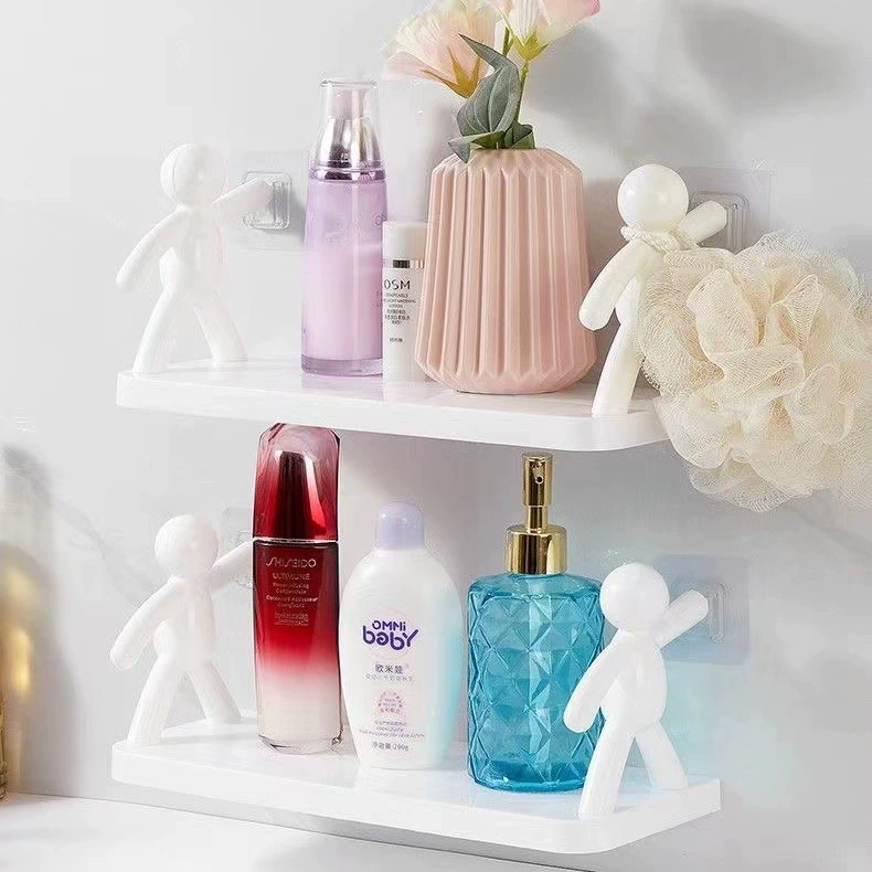 Настенная полка без сверления для ванной комнаты, органайзер для косметики, кухонный органайзер для специй, домашнее хранение