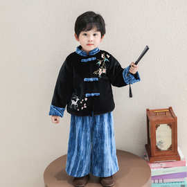 国潮男童演出服儿童街舞中国风表演服少儿街舞功夫嘻哈演出少爷服