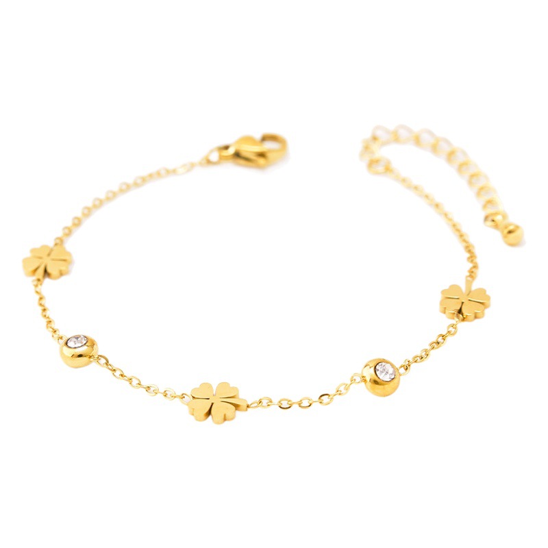 Cross-border fashion bracelet black and white diamond butterfly love camellia bracelet titanium steel 18k gold ginkgo leaf bracelet to send girlfriends