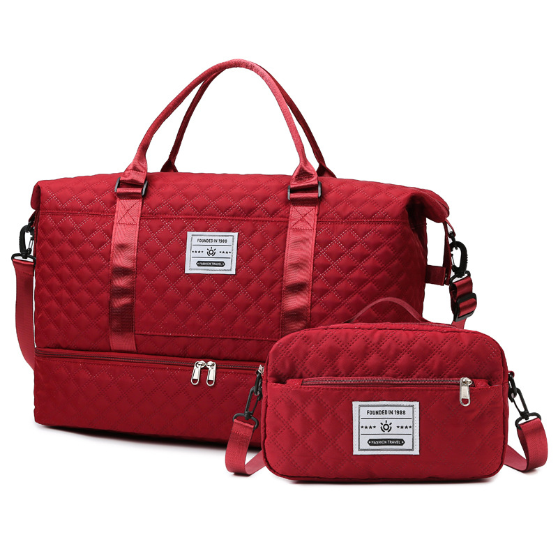 Estilo coreano bordado rómbica hilo bolsa de maternidad bolsa de almacenamiento crossbody portátil Madre y niño bolsa de yoga bolsa de fitness bolsa de viaje de gran capacidad