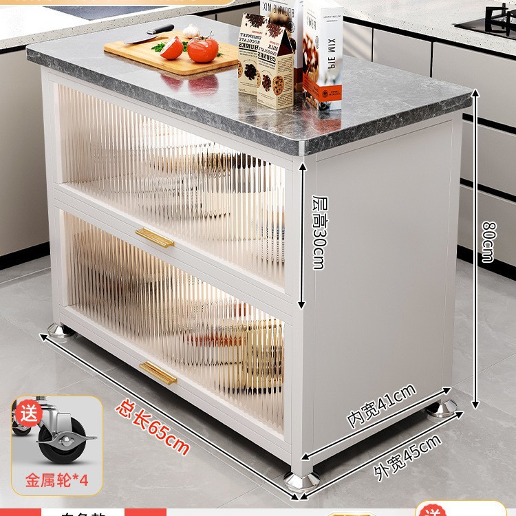 Estante de cocina de pizarra de roca, gabinete de almacenamiento de horno microondas multifuncional de piso, encimera, mesa de corte de verduras, mesa de preparación, armario lateral