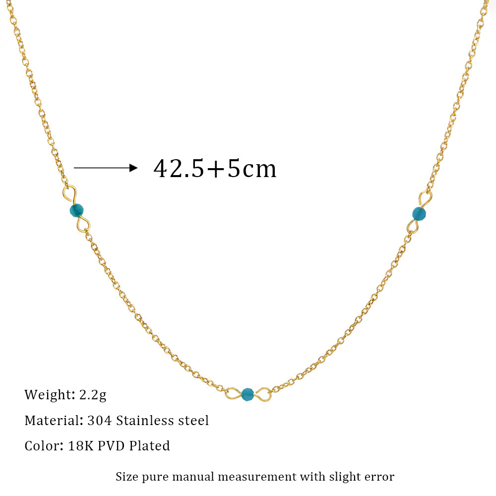 7g Weight 304 Stainless Steel, Natural Stone Pendant Material Elegant Geometric 304 Stainless Steel Natural Stone Beaded Chain Cable Chain Pendant Necklace In Bulk