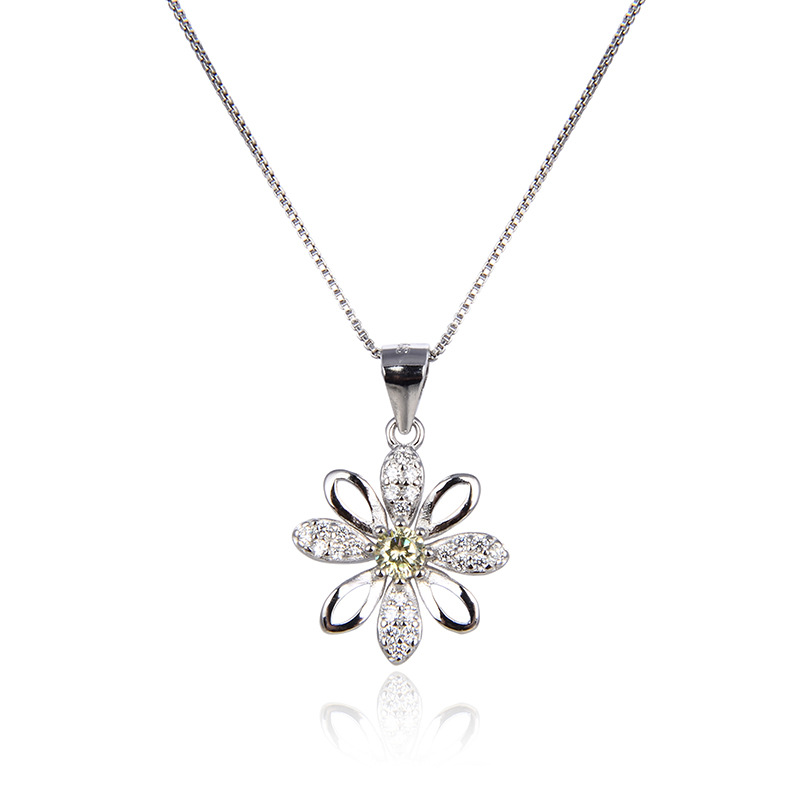 Corea del Sur Dongdaemun s925 plata ZIRCON diamante colgante simple popular accesorios clavícula cadena de las mujeres collar elegante