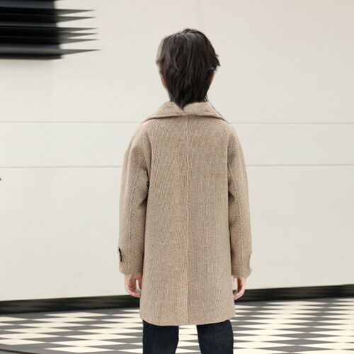 Children's Wool Coat Autumn/Winter Style Stylish Warm Medium-Length Korean Version Cool & Versatile Windbreaker Children's Wool Outerwear