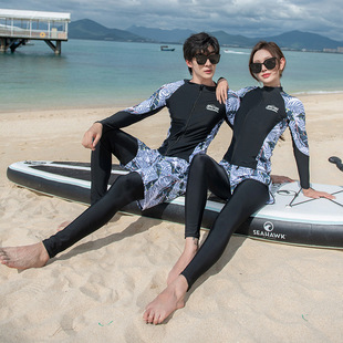 New Couple Wetsuit Women's Split Long-Sleeved Pants Zipper Tight Quick-Drying Snorkeling Suit Jellyfish Suit Men's Surfing Suit