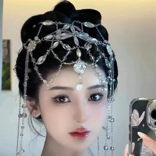 Water Drop Forehead Chain Super Fairy Rhinestone Headwear Crystal Eyebrow Pendant Hair Band Bridal Antique Hanfu Elf Headwear Headwear