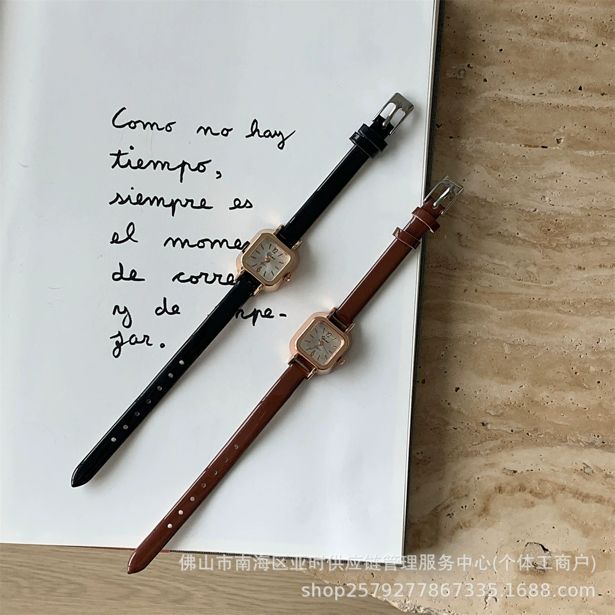 Retro small watch, light luxury style, simple and elegant design, thin strap