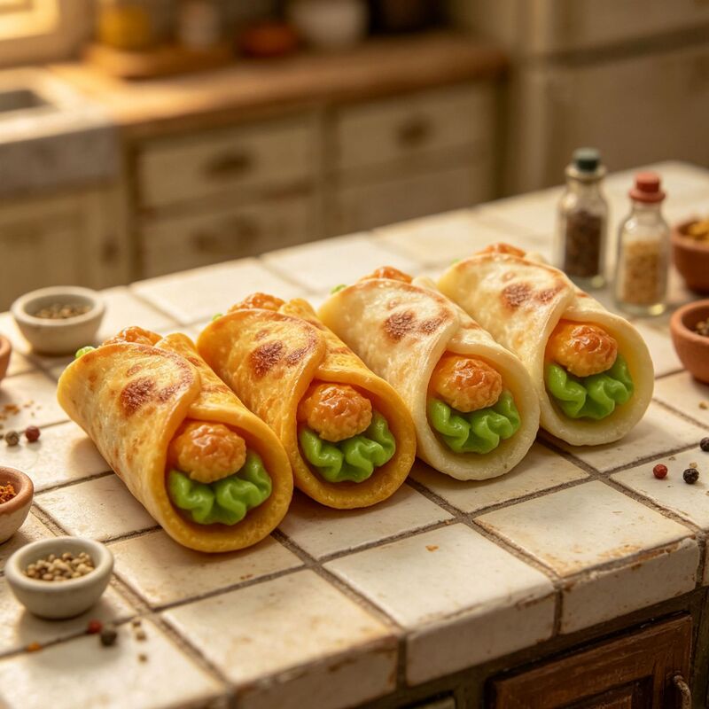 Simulated Mexican Chicken Wrap Resin Accessory Cartoon Kitchen Scene Ornament Handmade DIY Keychain Pendant