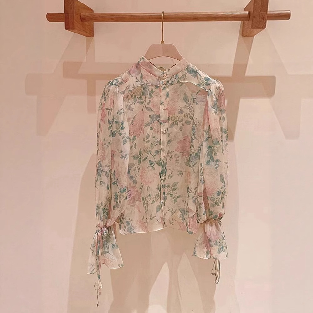 Design apricot spring silk shirt