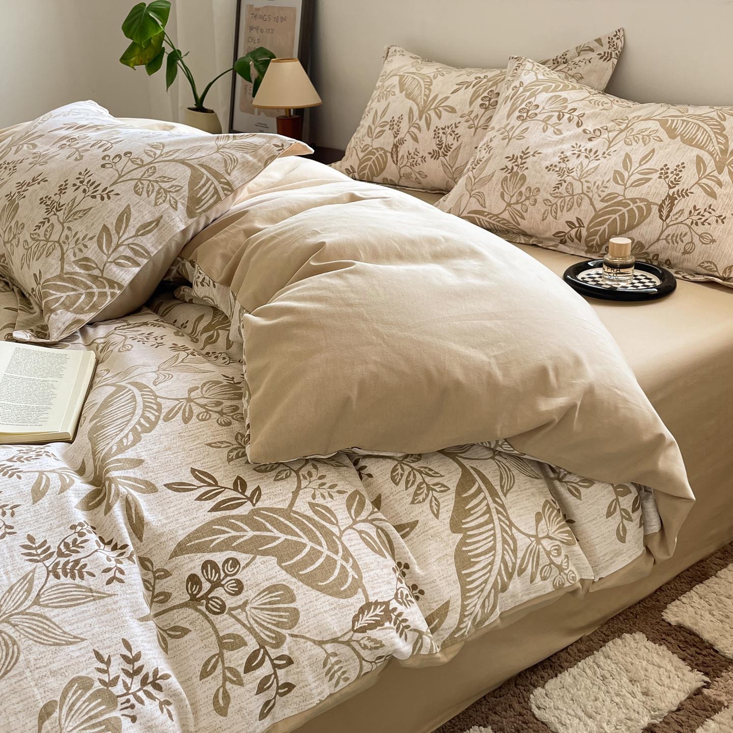 Algodón grueso de cuatro piezas, sábanas de algodón lavado con agua, dormitorios de estudiantes, tres piezas