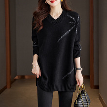 新款秋冬欧货高级感超好看加厚毛衣女宽松慵懒风中长款羊毛打底衫