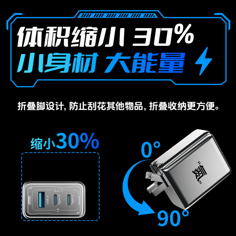 Beimo 65W '窒素' スクエア窒化ガリウム 3 ポート充電ヘッド超高速充電器 Huawei Apple 16 に適しています|undefined