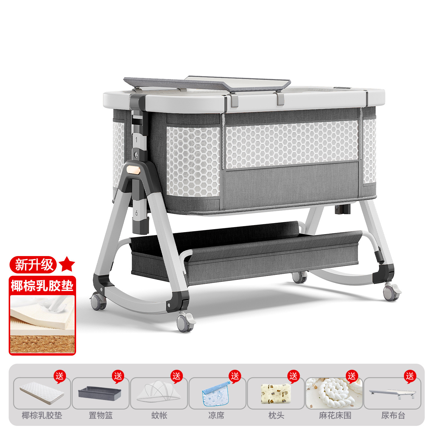 Cama de bebé móvil portátil cuna cama plegable multifuncional BB cama para recién nacidos empalme cama grande