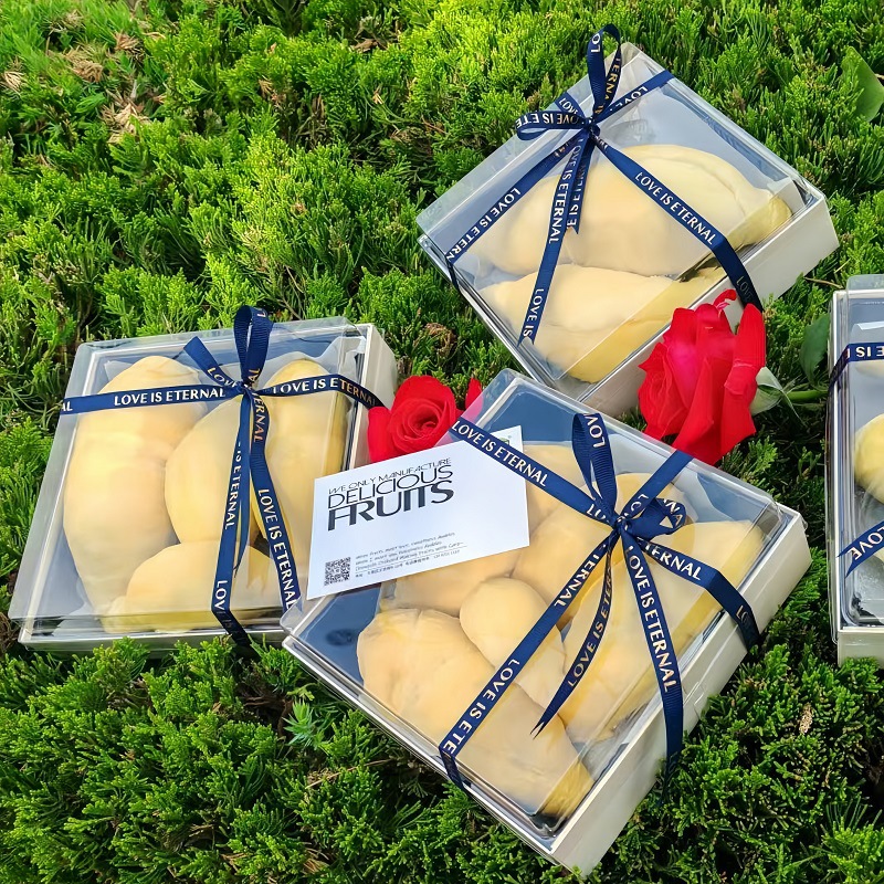 高档水果榴莲包装盒方形纸塑盒杨梅荔枝下午茶果切果蔬打包盒商用