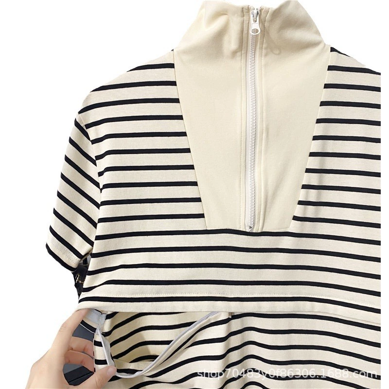 Новое полосатое послеродовое платье для кормящих мам, летнее полосатое платье для кормящих мам 2316