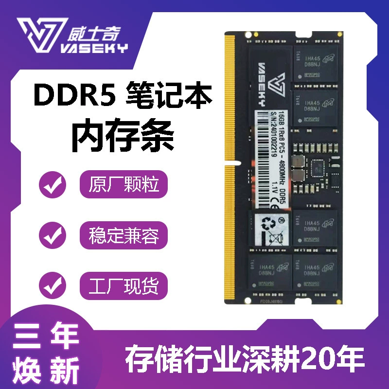 Модуль памяти для ноутбука (Vaseky) DDR5 32 ГБ, 6400 и 4800 МГц, 288‑контактный SODIMM