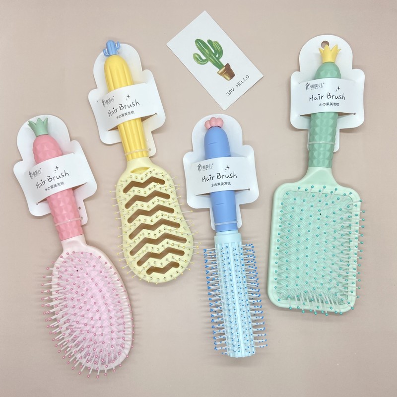 Cute Korean Style Air Bag Comb Curly Hair Comb Large Fruit Cartoon Comb for Women Household Large Board Comb for Dormitory Easy to Carry