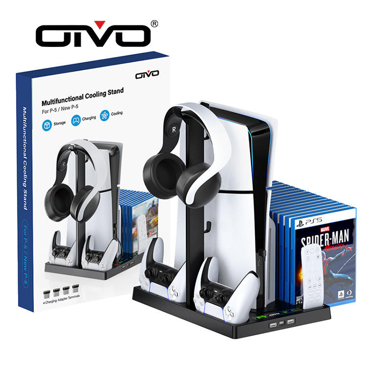 OIVO [PS5 SLIM主机风扇散热底座PS5轻薄款通用款卡碟耳机收纳支架]