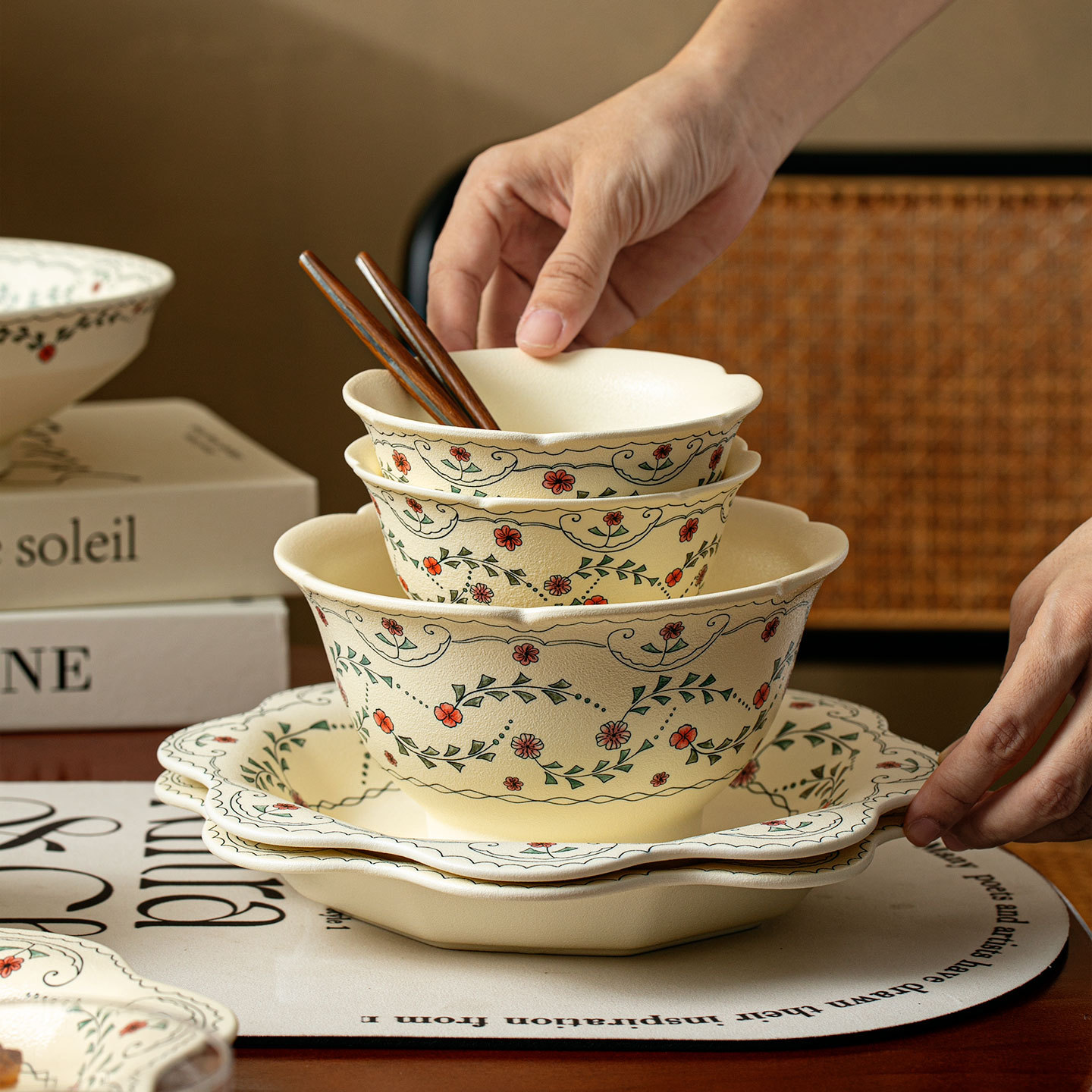 Shang 'en cerámica caña encaje esmaltado plato de comida plato de Tulipanas plato de cerámica francesa plato de postres plato de frutas