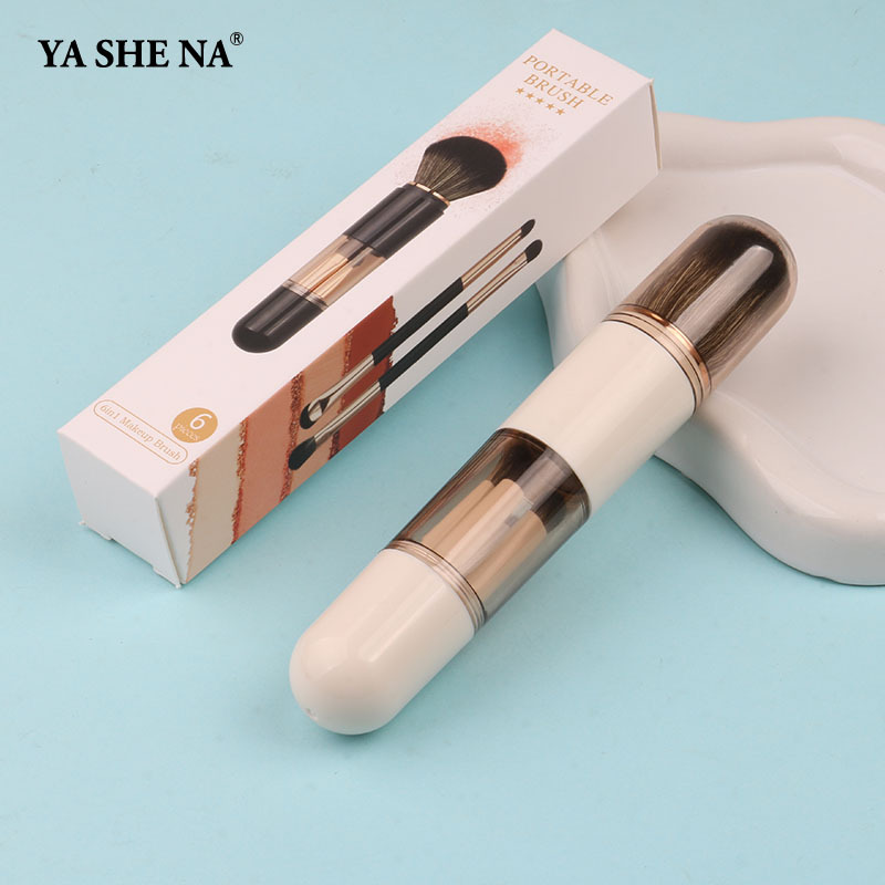 En stock Cuatro en Uno cepillo de maquillaje herramientas de belleza mini cepillo de ojos color de piel cepillo de maquillaje retráctil cepillo de maquillaje portátil