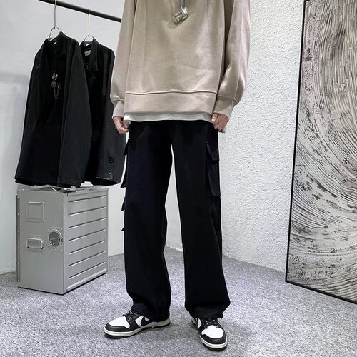 Multi-pocket Men's Work Pants Spring Trend Brand Wide Leg Pants Trend Straight Leg Casual Pants Autumn Sports Basketball Pants