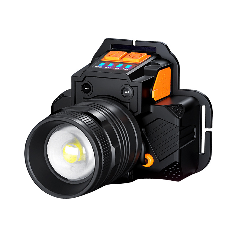 Linterna de inducción ligera fuerte transfronteriza Linterna de iluminación al aire libre montada en la cabeza de Emergencia integrada de carga USB