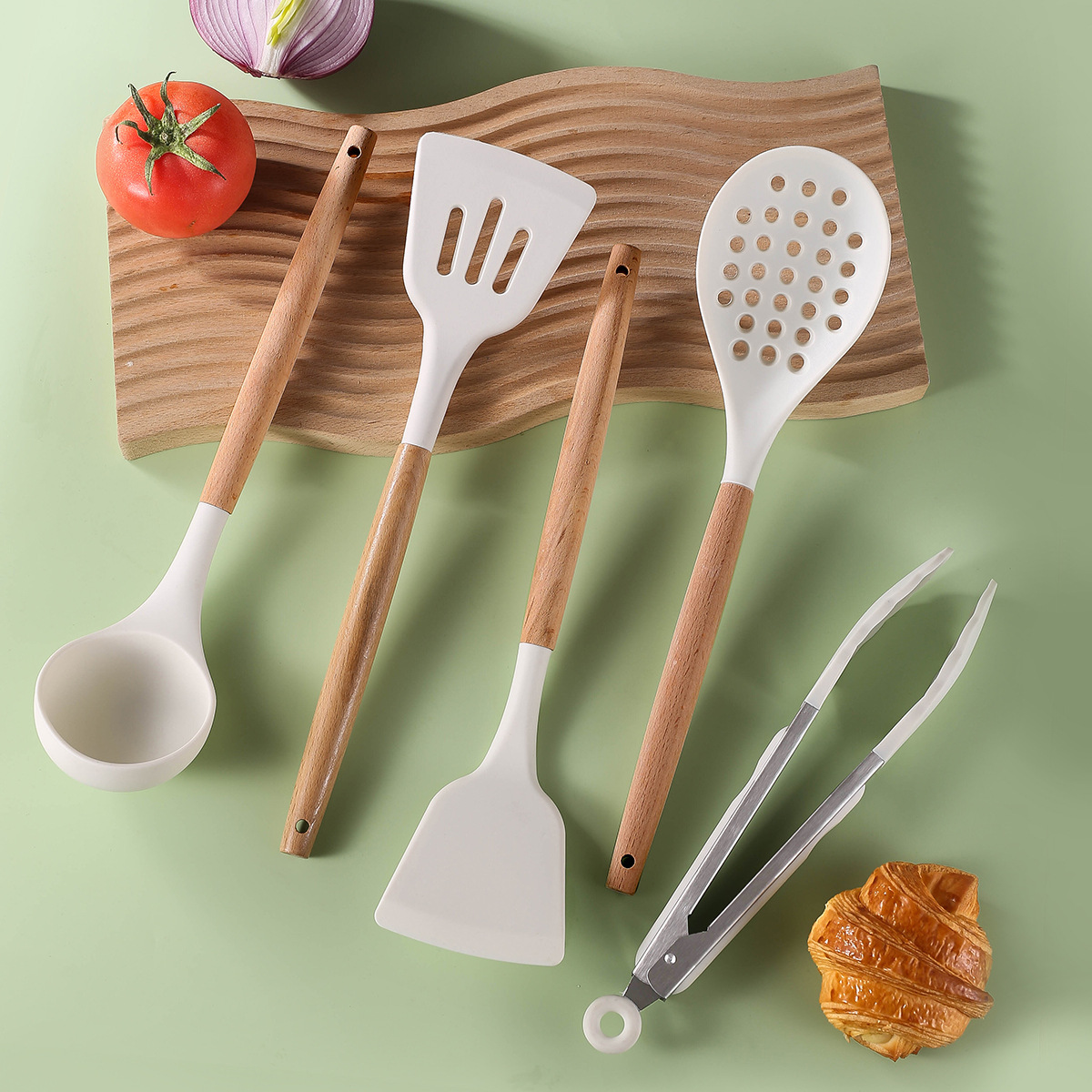 Espátula de silicona, sartén antiadherente, pala especial para cocinar, cuchara doméstica, colador, juego de utensilios de cocina