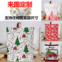 2025新款跨境圣诞节法兰绒毛毯数码印花空调盖毯办公室午休沙发毯