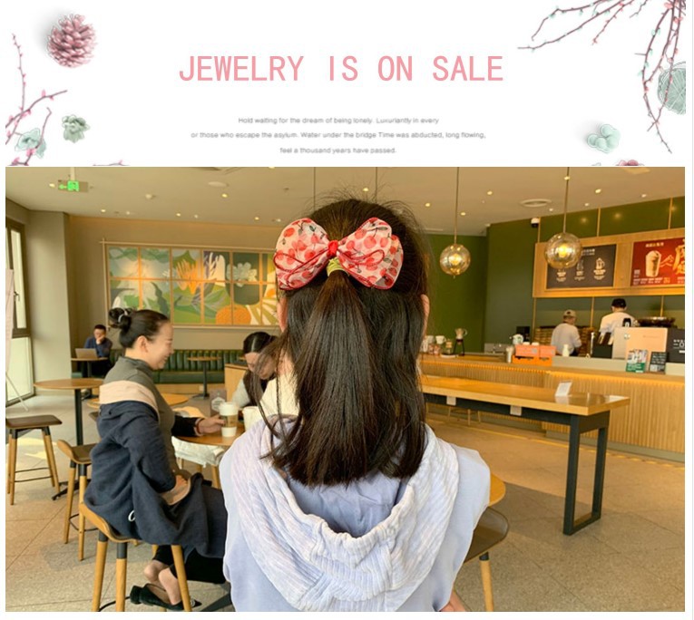Synthetic Yarn Material Sweet Cherry Bow Knot Synthetic Yarn Handmade Hair Clip 1 Piece